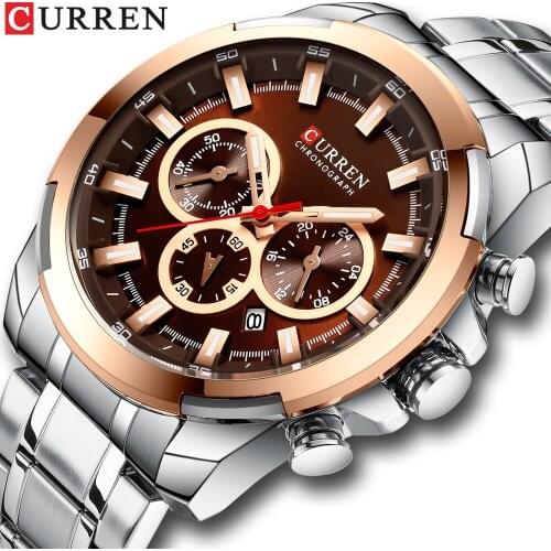CURREN Men Top Brand Luxury Mens Watches Sports Stainless Steel Waterproof Chronograph Quartz Wrist watch Relogio Masculino