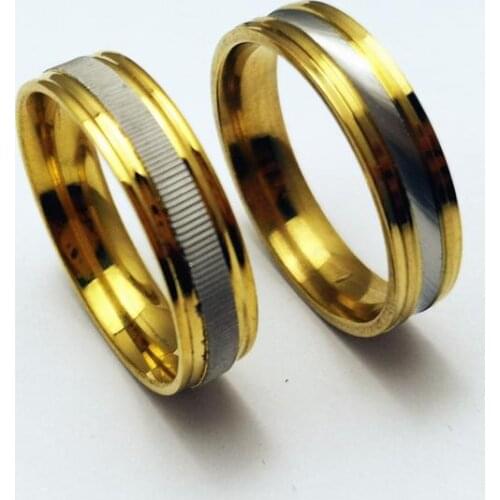 ANN Stainless steel Wedding Ring Silver Gold Color Simple Design Couple Alliance Ring 6mm Width Band Ring for Women and Men