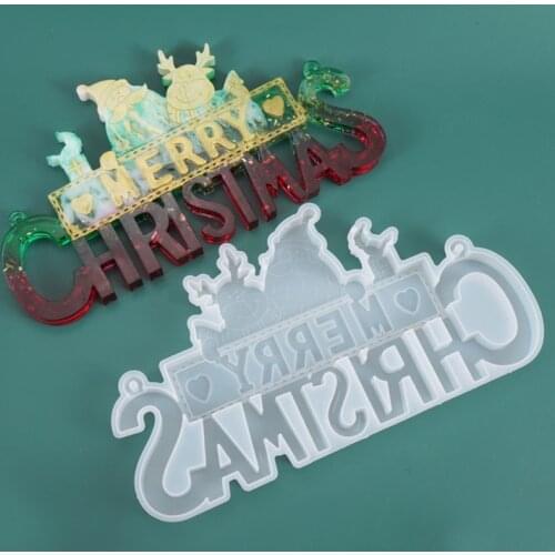 Christmas Letter Listing Decoration Mold Epoxy Resin Jewelry Mold Resin Casting Pendant Mold Suitable for Diy Crafts