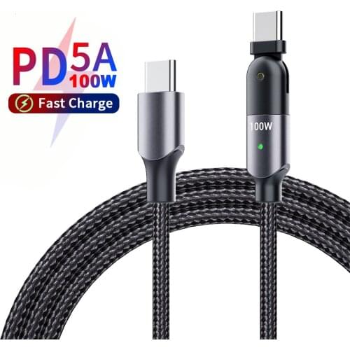 100W PD Cable 90 Degree Elbow QC 3.0 4.0 Type C To Type C Fast Charging For Xiaomi Mi 11 Samsung Mobile Phone USB C Charger Cord