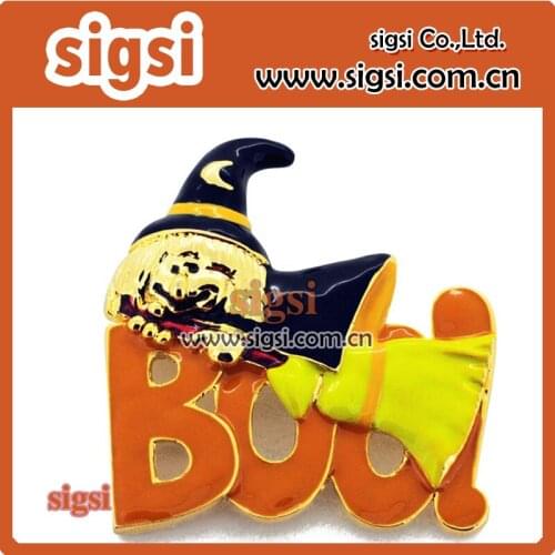 Classic Alloy enamel Halloween Witch Brooch yellow letter Scarf Pins Halloween Gift