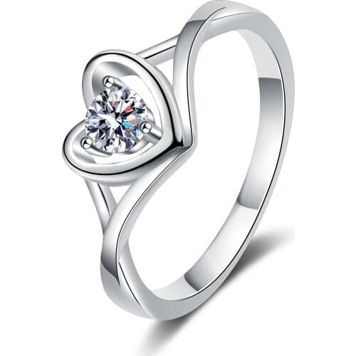 Passed Diamond Test Excellent Moissanite Heart Ring 925 Sterling Silver 0.3Ct Gem Ring Fashion Wedding Attend A Cocktail Party