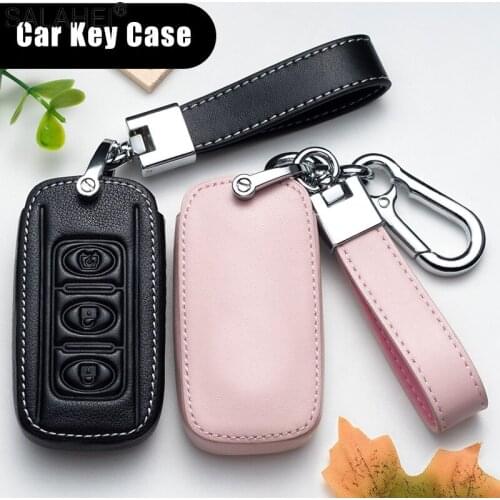 Leather Car Key Case Cover For Dongfeng 580 F507 4008 3008 5008 508 2008 Folding Remote Shell Car Key Shell Car Styling Bag