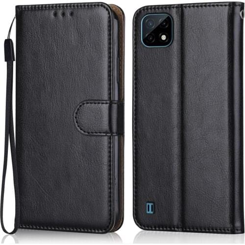 Folio Luxury Leather Case for On Realme C20A C 20A Wallet Stand Flip Case for Oppo Realme C20A C20 A Phone Bag with Strap