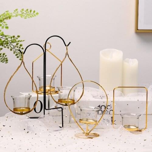 Metal Creative Candlestick Golden Geometric Candelabra Simple Wedding Porte Bougie Mariage Home Decoration DD60ZT