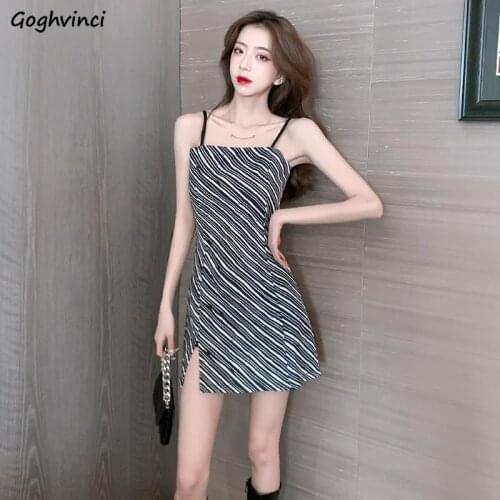 Dress Women Mini A-line Sexy Female Inside Slim Summer Strap Zebra Stripes Hot Holiday Ladies Club Party Leisure Korean Style