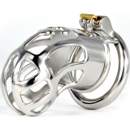 FAAK Ergonomics curved Stainless Steel Cock Cage Male Chastity Device Bondage Cock Ring Sex Toys for Men Penis Sleeve