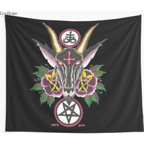 Baphomet Roses Wall Tapestry Cover Beach Towel Throw Blanket Picnic Yoga Mat Home Decoration
