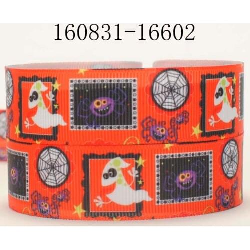 NEW arrivals 50 yards orange Halloween pattern printed grosgrain ribbon