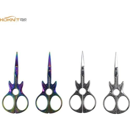 KOKNIT Sewing Scissors Guitar Shaped Vintage European Embroidery Fabric Cross-stitch Scissors Tailor DIY Cut Tool For Women Mom