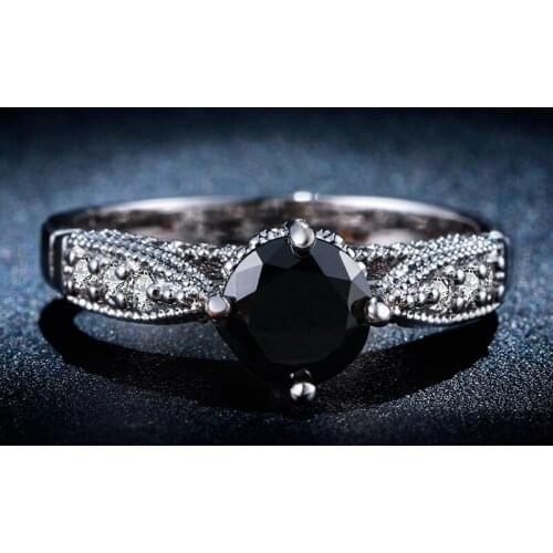 Black zircon Wedding Rings us size 6 7 8 stock paved cz zircon jewelry charm new fashion jewelry for women Engagement Ring