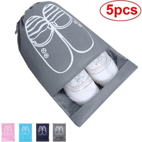 Waterproof Shoes Bag Transparent Visible Travel Storage Shoe Bags Non-Woven Laundry Organizer Bags Portable Drawstring Bag Cover