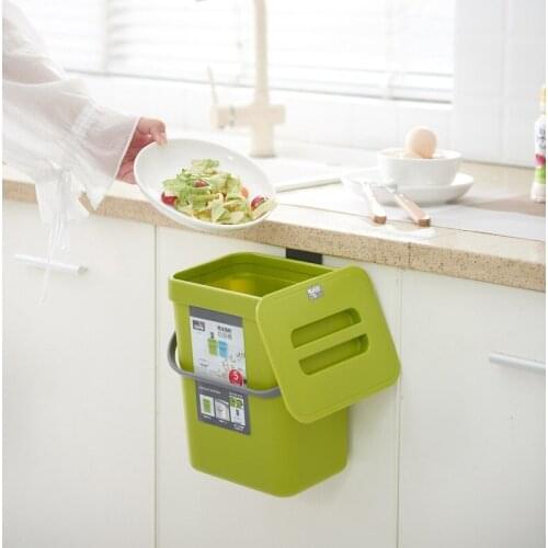 3/5/7L/12L Plastic Waste Bin Kitchen Cabinet Door Hanging Trash Bin Trash Can Wall Mounted Bathroom Garbage Bucket Dustbin