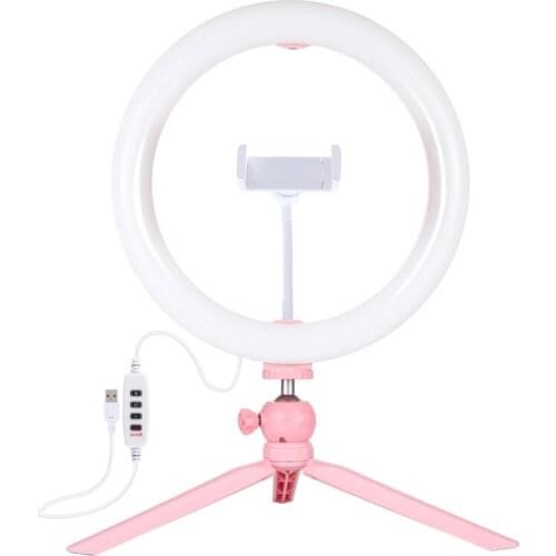 PULUZ 10.2 inch 26cm Light + Desktop Tripod Mount USB 3 Modes Dimmable Dual Color Temperature LED Curved Diffuse Light