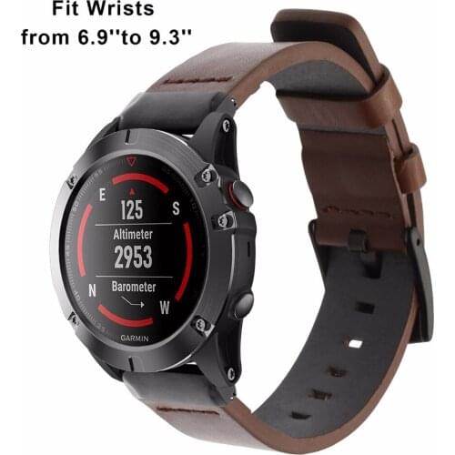 26mm Quick Fit Genuine Leather Business replacement strap for Garmin Fenix 6x／5X Plus／3／3HR Watch Band Wristband Strap