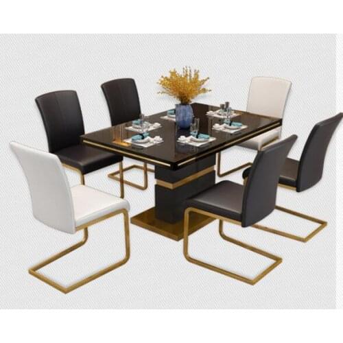 Modern light luxury dining chair dining table chair gold modern simple family dining room fashion back creative leather chair