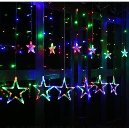 LED String Lights Pentagram Star Curtain Light Fairy Wedding Christmas Lighting Indoor Decoration Light 220V IP44
