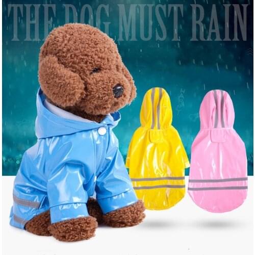 Reflective Small Dog Raincoat Waterproof Rain Cape for Pet Clothing Chihuahua Teddy Pet Dogs Rain Coat Stripe Clothes Rain Suit