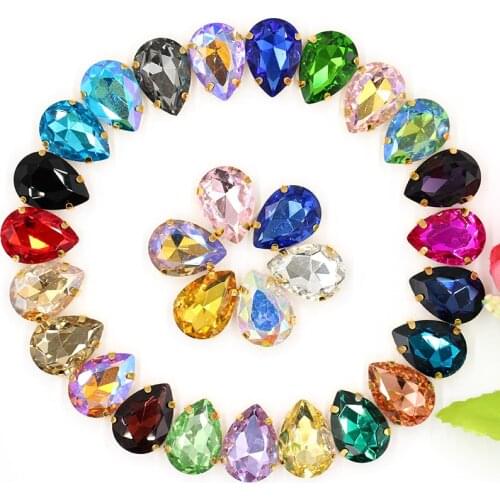 Great Strass Glass Stone Sew-on Rhinestones with Golden Claw for Diy Craft Christmas Clothing Garment Decoration Jewelry Beads