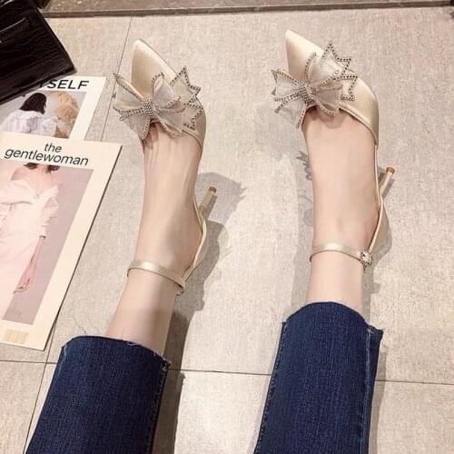 Female Fashion High Quality Light Weight Black Buckle Strap Heel Shoes for Office Lady Classic Blue Stiletto Heels Sexy