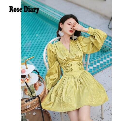 RoseDiary Women Spring & Summer Elegant Jacquard Dress Festa High Quality Wedding Party Femme Vintage Designer Tank Chic Vestido