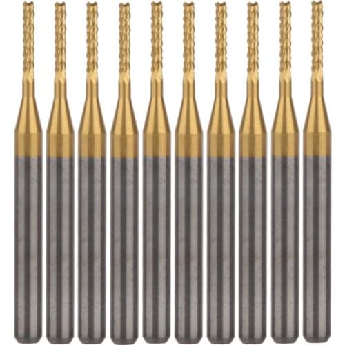 10pcs Titanium Coat Carbide 3.175X1.3X8mm PCB Carbide Tools, CNC Cutting Bits, Millinging Cutters