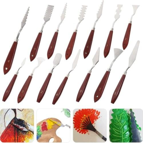 14pcs Art Oil Painting Spatulas Stainless Steel Color Mixing Tools for Painting