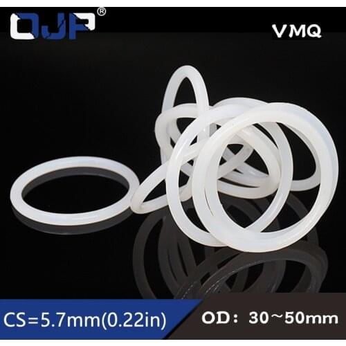 5PCS/lot White Silicon Silicone/VMQ Oring 5.7mm Thickness 30/35/40/45/50mm Rubber O-ring Seal Rings Oil Gasket Waterproof Washer