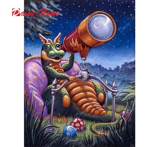 Diamond Painting Colorful Dragon Cartoon Moon 5D DIY Embroidery Set Handmade Home Decor Mosaic Square Round Rhinestone Mural