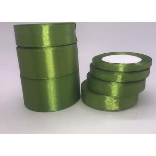 25 Yards Army Green Silk Satin Ribbon Wedding Party Decoration Gift Wrapping Christmas New Year Apparel Sewing Fabric Ribbons