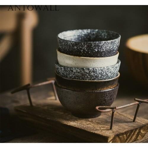 ANTOWALL Japanese retro rice bowl home eating bowl ceramic soup bowl 4.5 inch Japanese restaurant dining tableware