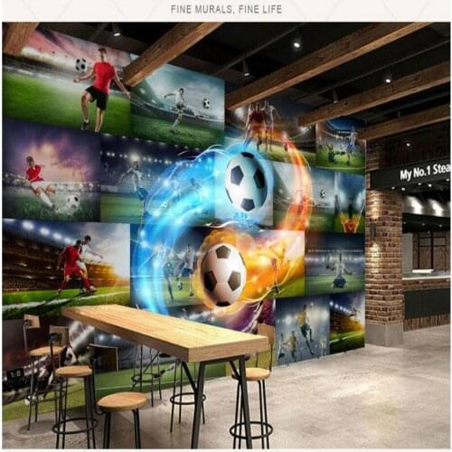 Custom 3D Football Theme Photo Wall Papers Home Decor Football Club Training Center Industrial Decor Mural Wallpaper 3D