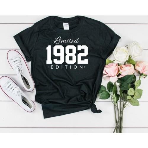 Limited edition 1982 birthday T-shirt, birthday party shirt can be customized for any year. Summer casual unisex shirt