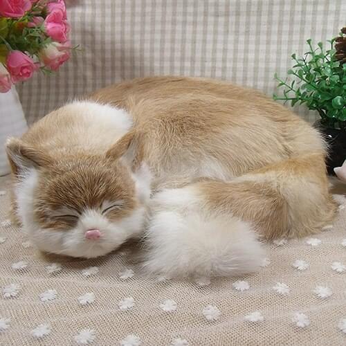 Creative simulation yellow cat toy polyethylene & furs sleeping cat model about 29x31x10cm 1639