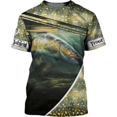 2021 Summer Hipster Men T-shirt Beautiful Trout Fishing 3D Printed Harajuku Short sleeve T shirt Unisex Casual Tops TX0178
