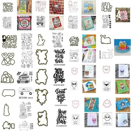 Flying Piggy Penguin Lover Ice Cream Bus Metal Cutting Dies Matching Clear Stamp DIY Scrapbooking Card Album Making Crafts 2021