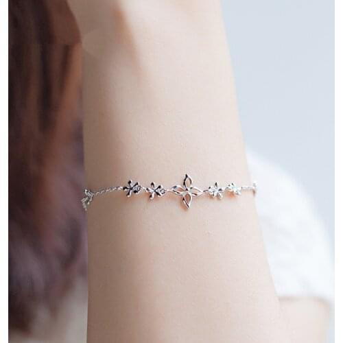 Fashion Prevent Allergy Cubic Zirconia Jewelry 925 Sterling Silver Charm Bracelets For Women Gifts sl217