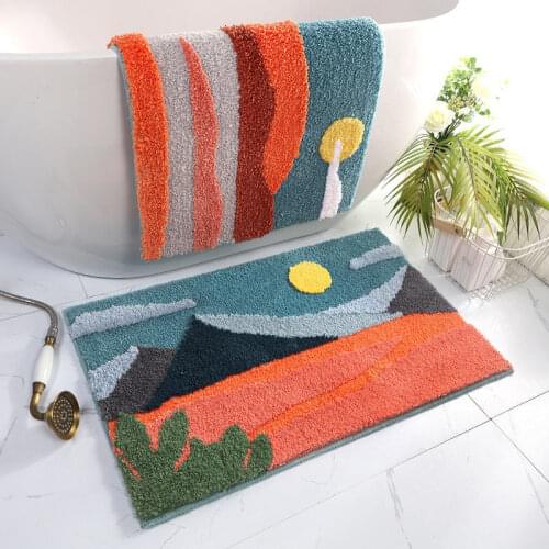 Cartoon Asaka and Sunset Scenery Door Mats Deep Coral Velvet Carpet Entrance Indoor Floor Mat Non-slip Super Soft Doormat Rug