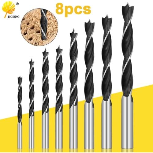 8pcs Round Shank Wood Work Drill Bit Hole Saw Cutter Tool Set Kit For Wood Working Twist Drill