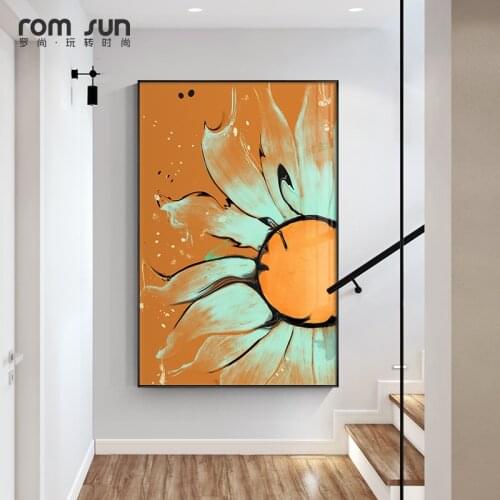 Sunflower Plant Flowers Abstract Poster Nordic Canvas Print Wall Art Painting Modern Picture Living Room Entrance Decoration