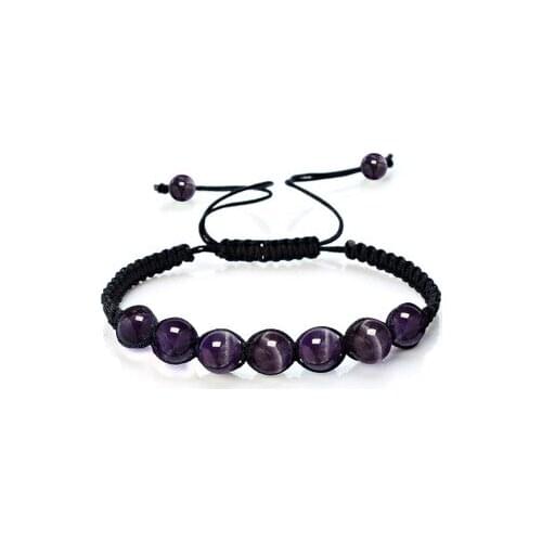 Hot style natural crystal stone buddhist beads jewelry tiger stone purple crystal hand knitting bracelet
