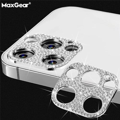 For iPhone 13 12 11 Pro Max Mini Luxury 3D Diamond Full Camera Case 13promax Lens Sticker Protector Glitter Crystal Metal Cover