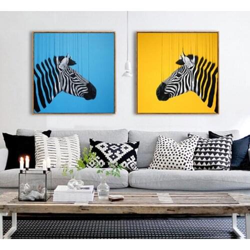 Hand Painted Acrylic Canvas Oil Paintings zebra Colorful Modern Abstract Animal Wall Art Kids Room Decor No Framed