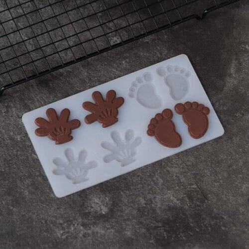 Footprint Shape Silicone Mold Cake Decorating Tools Palm Shape Chocolate Transfer Sheet Mould Baking Stencil Chablon