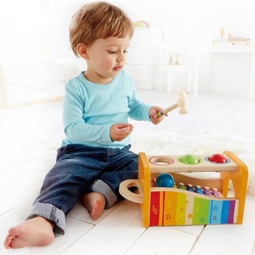 Musical Instrument Bench with Slide Out Xylophone Award Winning Durable Wooden Musical Pounding Toy for children