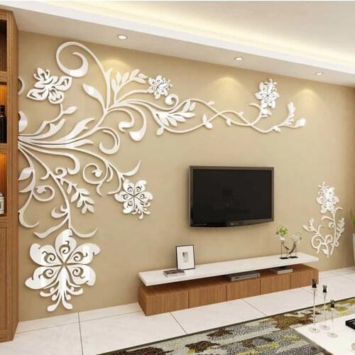 Nordic acrylic 3D stereo wall sticker home decoration INS flowers sofa TV Background wall living room Creative sticker