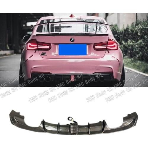 High Quality Real Carbon Fiber Rear Bumper Trunk Lip Spoiler Diffuser For BMW F30 3 Series 2012-2018