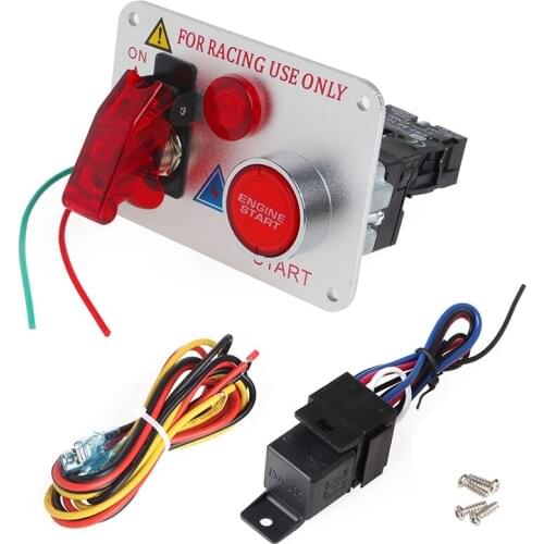 X7AE 12V Racing Car Engine Start Push Button Ignition Switch Panel Red LED Toggle