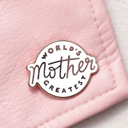 Worlds Greatest Mother Hard Enamel Pin Minimalism Fashion Art Badge Brooch Accessories Small Unique Mothers Day Gift Jewelry