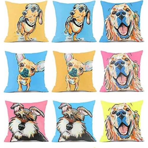 Golden Retriever Dogs Throw Pillow Covers Cotton Linen Sofa Decorative Cushion Pillow Cases for Home Decor 18 X 18 Inch